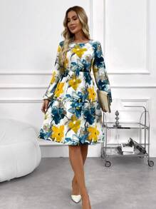 EMERY ROSE Women's Long Sleeve Autumn Dress - Blue - View 7