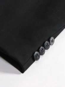 Manfinity Mode Blazer med enkel knapp för män med kontrasttrim - Svart - Visa 5