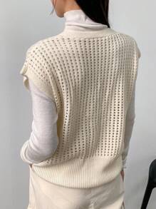 FRIFUL Top casual y cómodo de punto con malla, mangas cortas y botones para mujer con cuello en V