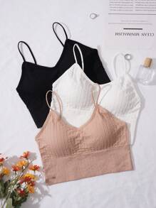 Romantic Series Short Style Women's Underwear, 3pcs Pack, Country Style With Small Embroidered Flowers And Wheat Decor - Multicolor - View 1