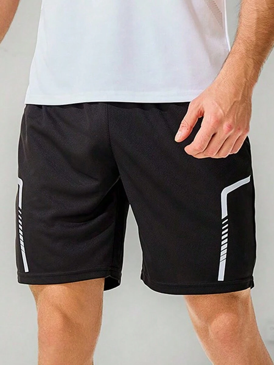 Manfinity Running Boyfriend Style Men's Color Blocking Stripe Printed Simple Daily Sports Shorts School