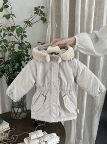 Abrigo acolchado con capucha de plumón para bebés de moda de invierno - Caqui - Ver 3
