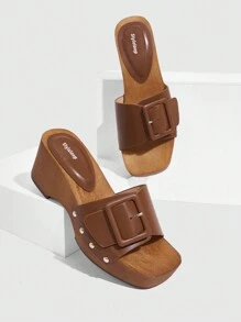 Styleloop Woman Shoes Fashionable Wedge Heeled Thick Sole Sandals For Summer Vacation Shoes Summer Spring Shoes Spring Break Easter - Brown - View 7