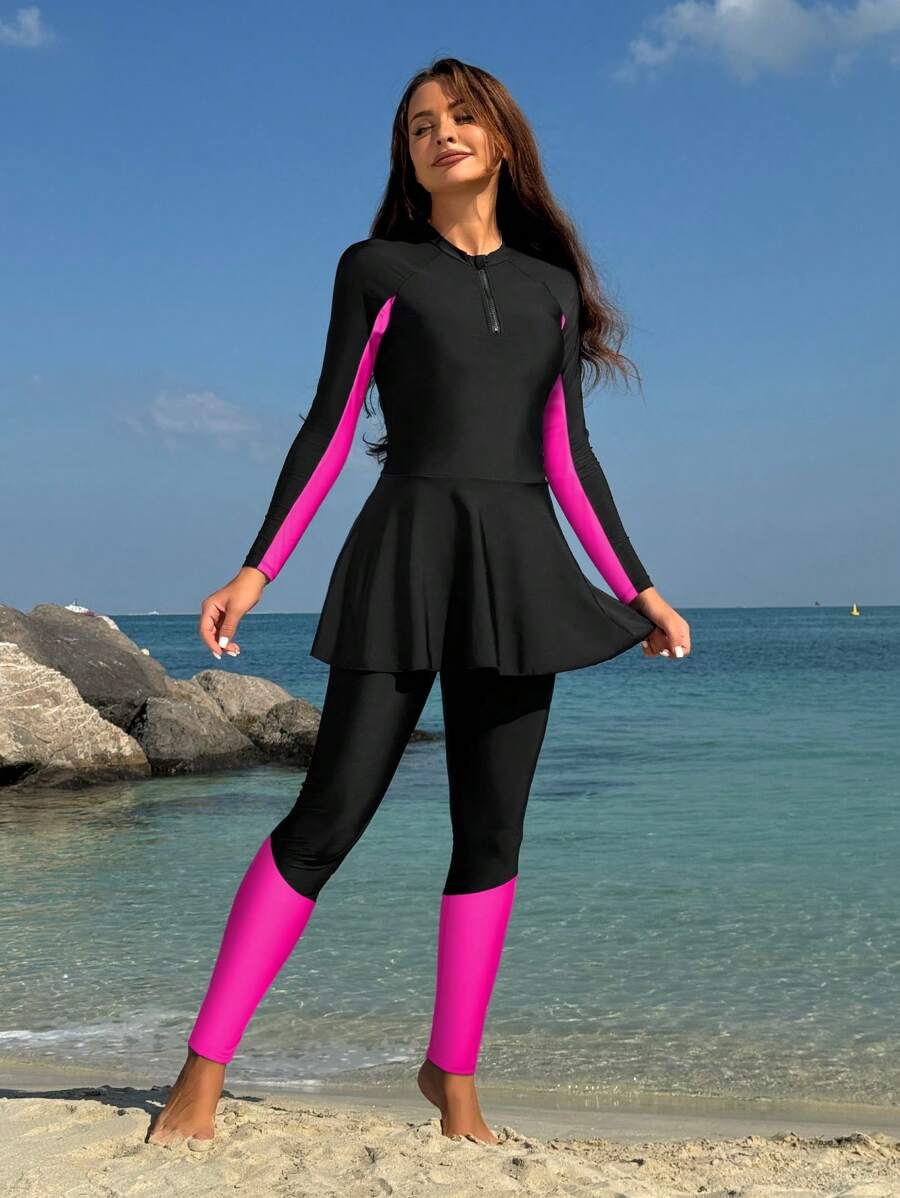 Swim SPRTY 女士拼色衝浪運動泳衣上身和下身 - 彩色 - 查看 1