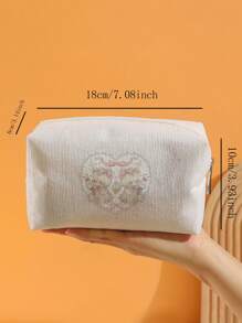 ROMWE Kawaii Túi đựng đồ vệ sinh bằng nhung hình bát giác có nơ màu hồng và gấu bông dễ thương - Nhiều màu - Xem 3