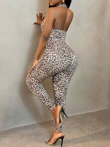 SHEIN SXY 连衣裙豹纹镂空女式连体裤 - 彩色 - 查看 2