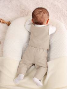 SHEIN Newborn Baby Boy's Bowtie Bodysuit, Vest And Pants Set, 3pcs, Thin Fabric