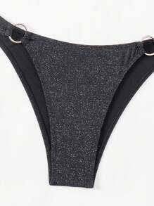 Swim EVENT Women's Summer Beach Solid Color Shiny Halter Neck Bikini Set With Long Sleeve Cover-Up, 3pcs