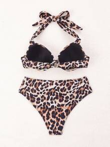 SHEIN Swim Women's Random Leopard Printed Bikini Set Summer Beach - Multicolor - View 8