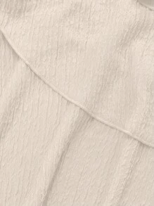 SHEIN Unity Hollow Out Pleated Cake Hem Dress With Back Neck Tie, Casual Vacation Style - Apricot - View 3