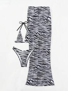 SHEIN Slayr 2025 Women 2pcs Bikini Set (Micro Triangle Cut) (Printed Random) Summer - Black and White - View 7