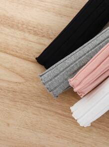 Baby Girl Casual Solid Color Knitted Top, Comfortable And Stretchy, Suitable For Layering, Autumn/Winter 4pcs Set - Multicolor - View 5