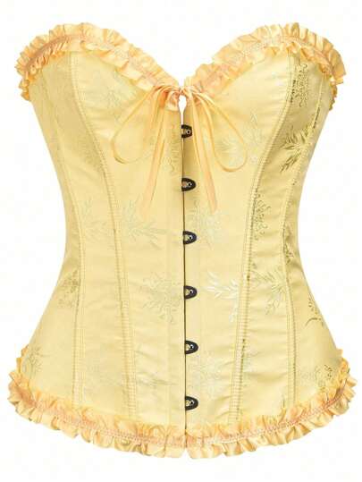 Women Intarsia Back Tie Corset Top, Suitable For New Year Party, Valentine's Day, Holiday, Graduation