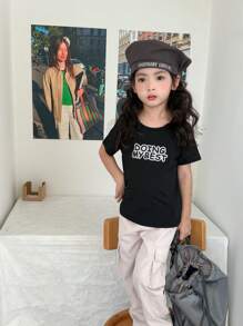 SHEIN 女孩日常休閒字母印花貨褲2入組 - 彩色 - 查看 3