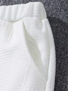 SHEIN Quần âu in họa tiết đơn giản cho bé trai tuổi teen - trắng - Xem 3