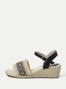 Styleloop Women's Platform Wedge Sandals - Black - View 3