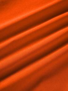 SHEIN Clasi 女款純色簡約日常短袖連衣裙 - 橘色 - 查看 5