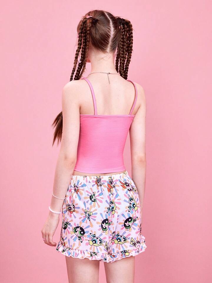 Our The Powerpuff Girls | ROMWE Cartoon Figure Print Contrast Lace