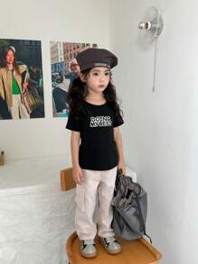 SHEIN 女孩日常休閒字母印花貨褲2入組 - 彩色 - 查看 6