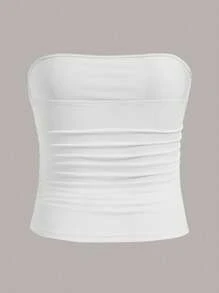 Calvaya Plus 3pcs Solid Ruched Tube Top - Multicolor - View 3