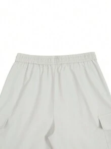 Manfinity Hypemode Men Flap Pocket Side Drawstring Waist Cargo Pants - Beige - View 3