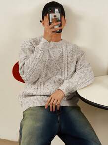 DAZY Einfarbiger Herren Pullover mit einfachem täglichem gestreiftem Design, Herbst - Aprikosenfarben - Übersicht 3