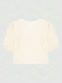 2025 Spring/Summer Girly Solid Color Cropped Tie-Up Cardigan