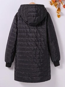 SHEIN Teen Girls Casual Simple Style Urban Fleece Jacket Coat With Warm Padding