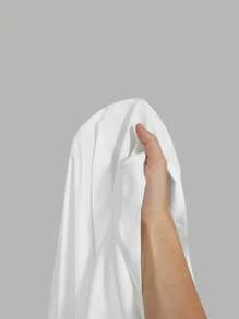 SHEIN Privé Cộng với kích thước Bộ áo liền quần màu trắng tay phồng giản dị và thanh lịch thoải mái có đường viền cổ cho phụ nữ, vừa vặn - trắng - Xem 11