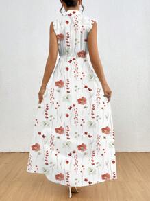 SHEIN Clasi Vestido casual sin mangas para mujer con estampado y bolsillos