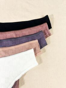 Snug Zone Conjunto de 5 piezas de pantis de punto de talla grande con diseño de unicolor y tiras en T - Multicolor - Ver 3
