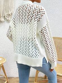 SHEIN LUNE Ladies' Simple Solid Color Daily Long Sleeve Cardigan - Beige - View 2