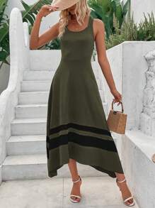 SHEIN LUNE Contrast Panel Racer Back A-Line Dress