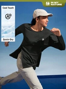 In My Nature Ladies' Solid Color Round Neck Split Hem Long Sleeve Outdoor T-Shirt Plain T Shirt Hiking Women Clothes