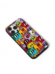 Dedraw Studio Ốp điện thoại mềm nhiều màu Artist Girlcore 1 chiếc có hình vẽ hoạt hình, chống trượt và viền đầy đủ, ngày lễ, ngày lễ tình nhân - màu đen - Xem 3