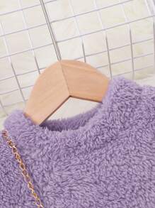 SHEIN Leap Crew Váy len dệt kim hai mặt màu trơn dành cho người yêu thời trang dành cho các cô gái trẻ với túi đeo chéo - Màu tím - Xem 4