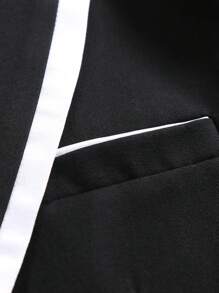 Manfinity Mode Blazer med enkel knapp för män med kontrasttrim - Svart - Visa 4