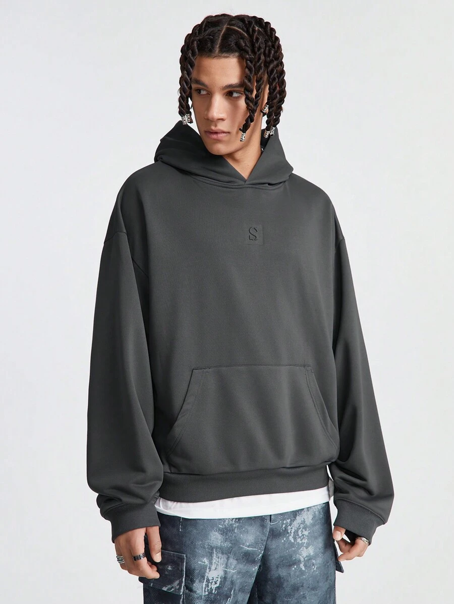 Manfinity VCAY Herren Loose Fit gestrickter einfarbiger modischer Langarm Arbeits-Kapuzenpullover, für Freunde, für Herbst und Winter