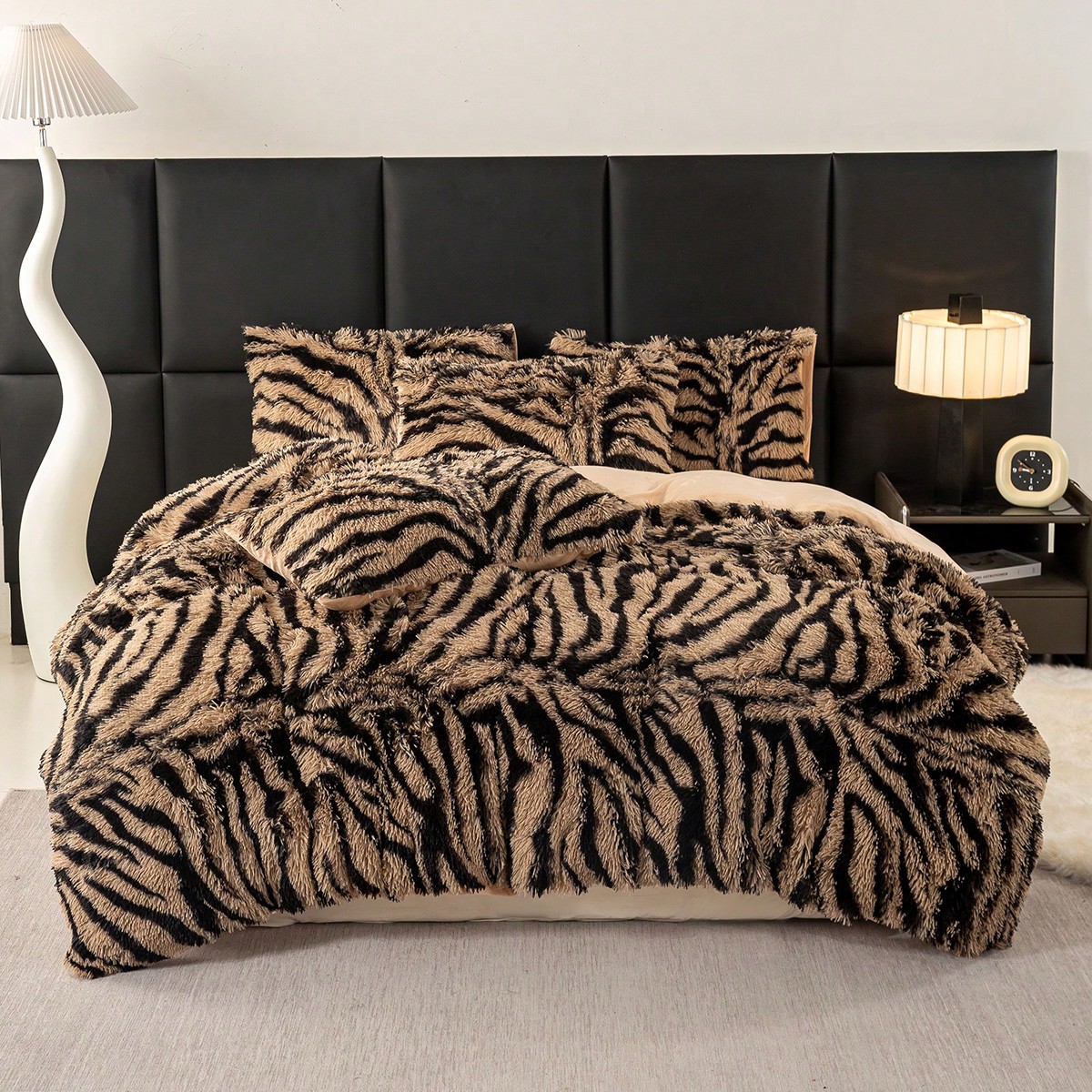 Juego de funda nórdica de 3 piezas con estampado de leopardo y cebra, incluye 1 funda nórdica y 2 fundas de almohada, adecuado para dormitorio, habi