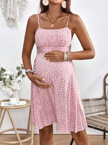 SHEIN Maternity Ditsy Floral Print Cami Dress For Summer Vacation