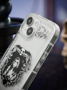 Corpse Bride | ROMWE Cartoon Character And Skull Printed White Phone Case