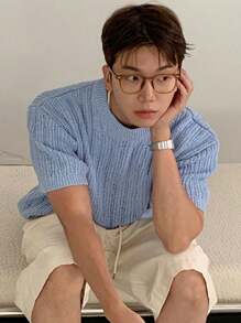 DAZY Men's Summer Solid Knitted Top Back To School - Blue - View 4