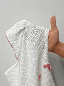 CottageSlumber Cổ chữ V hở lưng ngắn tay Ditsy Quần dài hoa Jacquard Plus Size Bộ đồ ngủ Bộ Pyjama Set Bộ màu trắng - trắng - Xem 7