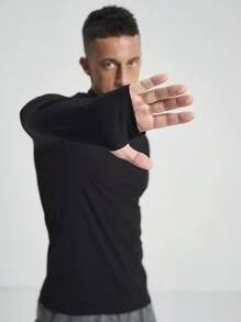Manfinity Athleisure 男友风男士连帽纯色简约风运动户外休闲卫衣 男友风男士卫衣 返校 - 黑色 - 查看 4
