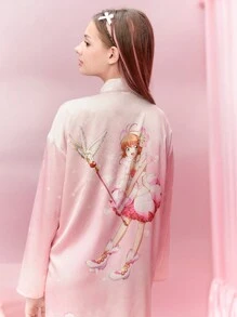 CARDCAPTOR SAKURA | SHEIN Women's Cute Cartoon Figure Printed Comfortable Robe