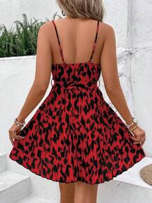 Breezaya Women's Random Printed Simple Daily Wear Cami Dress - Red - View 2