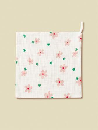5pcs Baby Bibs, 100% Cotton Comfortable Square Towel Saliva Towel Multipurpose Breathable Flower Pattern