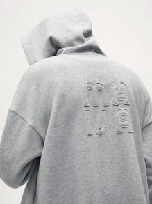 Maija Áo khoác nỉ dài tay có mũ trùm đầu quá khổ, áo hoodie màu xám dáng rộng vừa vặn cho mùa thu trở lại trường học - Màu Xám nhạt - Xem 2