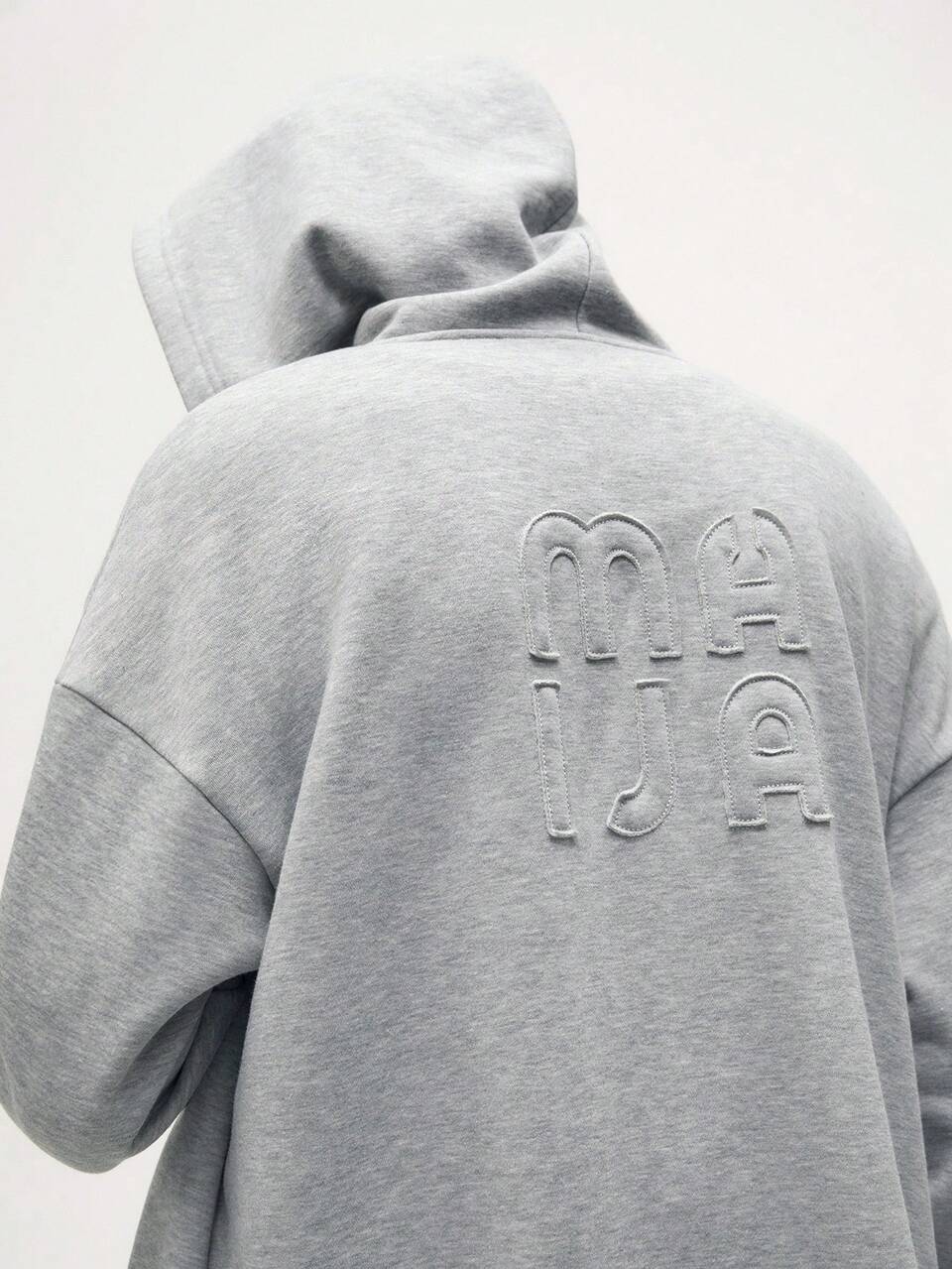 SHEIN Maija Oversized Long Sleeve Hooded Sweatshirt Jacket, Casual Loose Fit Gray Hoodie For Fall Back To School