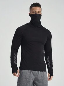 Manfinity Athleisure 男友风男士连帽纯色简约风运动户外休闲卫衣 男友风男士卫衣 返校 - 黑色 - 查看 3